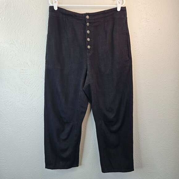 We The Free Osaka Relaxed Jeans Baggy High Waisted Black Button Fly Denim Sz 30 - Picture 1 of 13